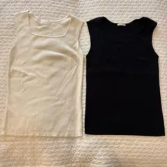 GU リブニットスクエアネックタンクトップ