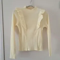 earthmusic&ecology イエロー フリル長袖ハイネックトップス S