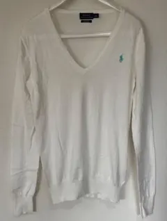 Polo Ralph Lauren ピマコットンVネック ニット ホワイトY2Kのサムネイル