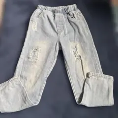 ダメージ加工 ライトブルー パンツ