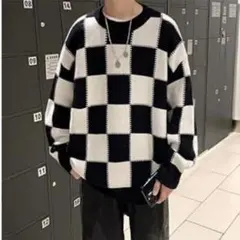◾️チェック柄◾️ニットセーターメンズ レディース 男女兼用 Mサイズ クルーネック