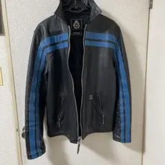 NEIGHBORHOOD レザーライダースジャケット ブラック ブルーのサムネイル