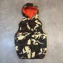 00s vintage 迷彩フード付きダウンベスト リバーシブル 古着