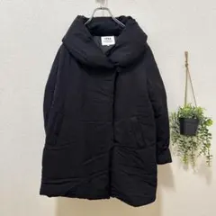 ikka 안솜 롱 코트 L 블랙 볼륨 칼라