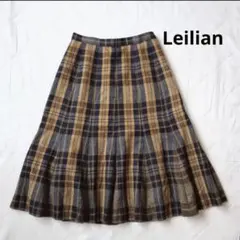 Leilian　レリアン　タータンチェック　スカート　フレアスカート　ミモレ丈