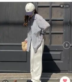 ISOOK チェックルーズシャツ