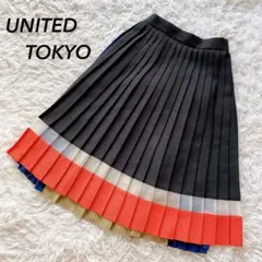 美品 ユナイテッド トウキョウ ブロッキングパターンスカート プリーツ Mサイズ