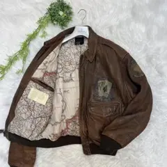 AVIREX アヴィレックス A-2 フライトジャケット レザージャケット 地図