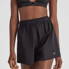 プラダ　Re-Nylon　ショートパンツ　三角プレート　ブラック36のサムネイル