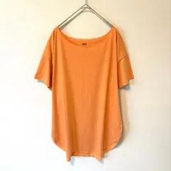 ユニクロ エアリズム ボートネック Tシャツ カットソー L オレンジ