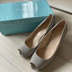 アルテミスバイダイアナ　シルバーグリッター　オープントゥパンプス