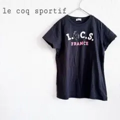 ルコックスポルティフ 半袖Tシャツ ラウンドネック 黒 ステッチ 綿100%のサムネイル