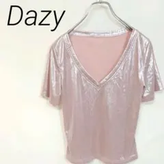 Dazy メタリックピンク Vネック 半袖Tシャツ Ｌサイズ ☆3512のサムネイル