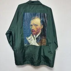 激レアLサイズRIPNDIP ゴッホ 猫 コーチジャケット 緑 リップンディップ