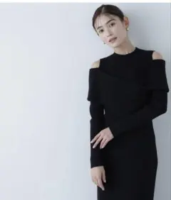 【限定価格】ナチュラルビューティーベーシック　オフショルニットワンピース