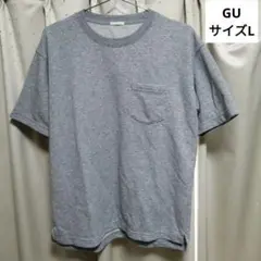 グレー クルーネック Tシャツ ポケット付き