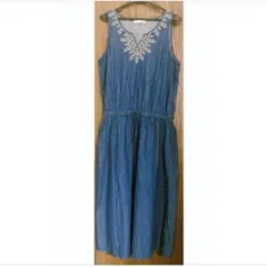 SHOO-LA-RUE シューラルー　刺繍デニムノースリーブワンピース　Lサイズ