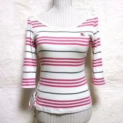 y2k✨️ BURBERRY ブルーレーベル ピンクボーダーカットソー ロゴ刺繍