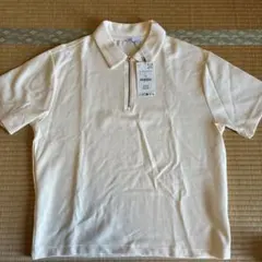 ZARA クリーム色 ジッパーポロシャツ L