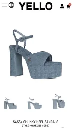 YELLO PRATFORM SASSY デニム YELLO SASSY CHUNKY HEEL SANDALS デニム - メルカリ