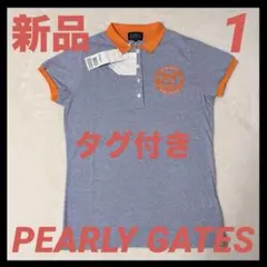 【新品タグ付き】PEARLY GATES 半袖ポロシャツ　ネイビー×オレンジ　1