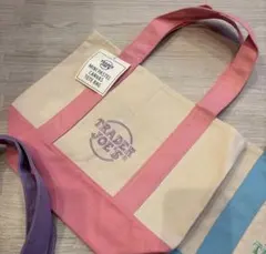 TRADER JOE'S パステルミニトート　エコバッグ　ピンク