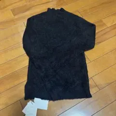 リブ編み長袖ニット ブラック F