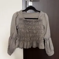 ギンガムチェック フリルブラウス Mサイズのサムネイル