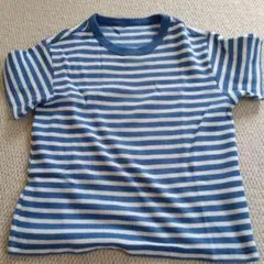 子供用ブルー×ホワイト ボーダー柄 半袖Tシャツ