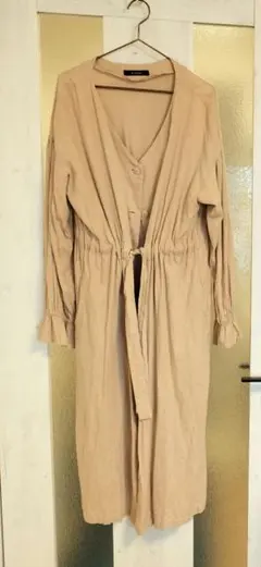 w closet ベージュ 羽織になるシャツワンピース 長袖　サイズF