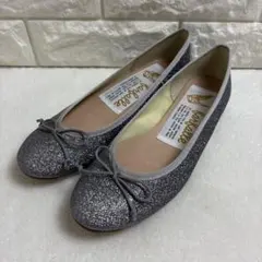 ファルファーレ　バレエシューズ　シルバーラメ　グリッターフラットパンプス23.5