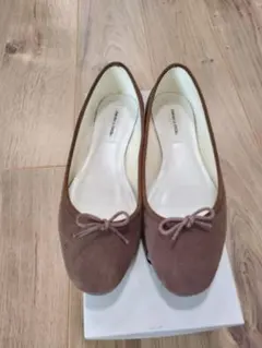 ブラウン フラットシューズ 22.5