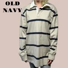 【美品】OLD NAVY オールドネイビー　ラガーシャツ　ベージュ　メンズXL