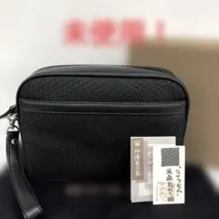 未使用】印伝 印傳屋☆ひょうたん セカンドバッグ ブラック 鹿革 