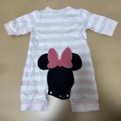 ミニーキャラクター ストライプロンパース 60