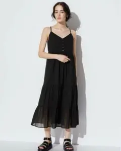 ユニクロ　クリンクルコットンキャミソールワンピース