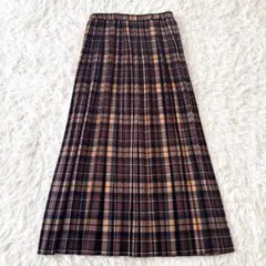 美品✨イエナ チェックプリーツスカート ウエストゴム ロング ブラウン 38