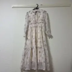 フラワープリント シフォン マキシドレス