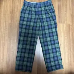 80s LACOSTE ウールチェックパンツ ブラックウォッチ 文字ワニ 日本製