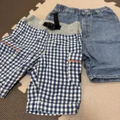 アプレレクール　ギンガムチェックとデニムの半ズボン2点セット