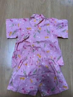 金魚柄　ピンク甚平 90