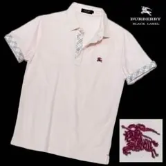 美品 バーバリーブラックレーベル カノコ半袖ポロシャツ ピンク BURBERRY