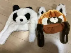 パンダとレッサーパンダのキャップ