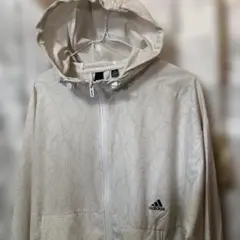 アディダス軽量ランニングナイロンパーカー薄手Mサイズクリーム系色