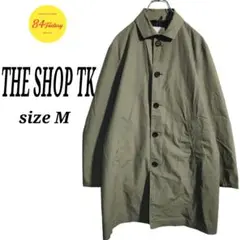THE SHOP TK ステンカラーコート シングルボタン 薄手 カーキ M