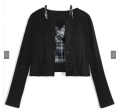 チェック柄ギャザーキャミソール✕カーディガンアンサンブル［ks135］