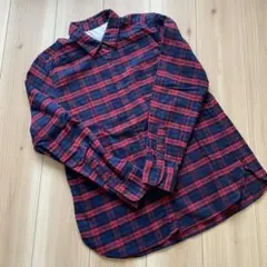 無印良品 ネイビーと赤のチェック柄シャツ XL