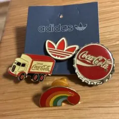 adidas コカコーラ　虹　ピンバッジ　4点セット