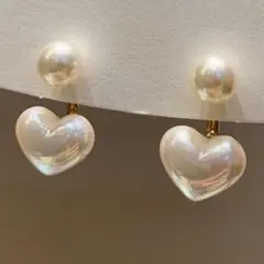 ハートのパールピアス 金属アレルギー対応 ニッケルフリー かわいい おしゃれ