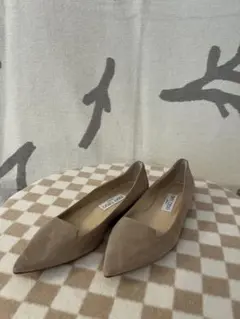 JIMMY CHOO スエード フラットシューズ ベージュのサムネイル